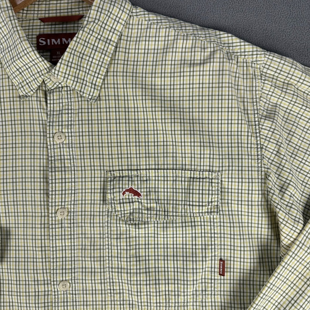 Simms Shirt Mens XL Yellow Green Vented Performance Fishing Beach Outdoor Camp - Picture 4 of 9